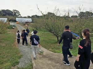 昨年１０月に小城市で開かれたフットパスの体験会。参加者は地域の歴史や風土を感じながら歩いた＝小城町
