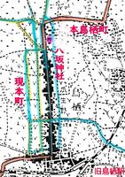 瓜生野町を流れる水路（国土地理院明治３６年地図に加筆）